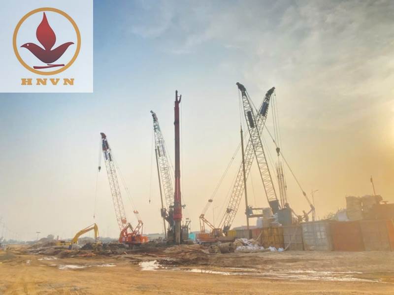 Thi công Cọc Khoan nhồi cầu vượt nút giao Liêm Sơn và QL21A