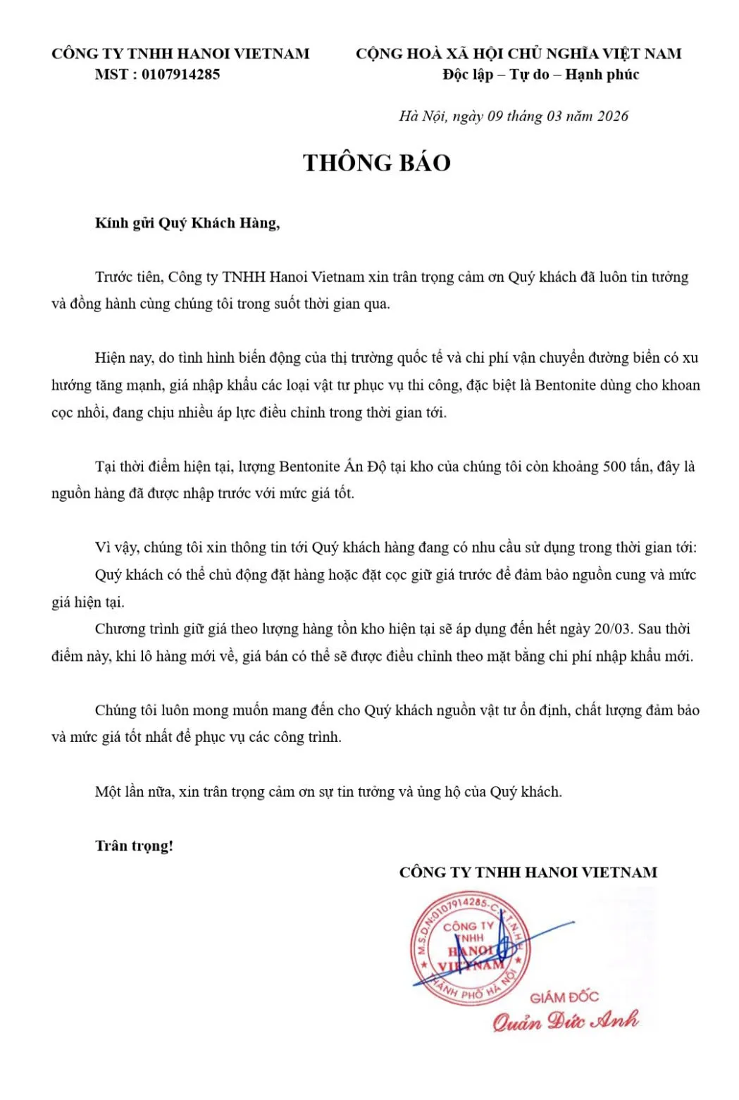 Thông Báo Về Giá Bentonite Ấn Độ Tại Hanoi Vietnam